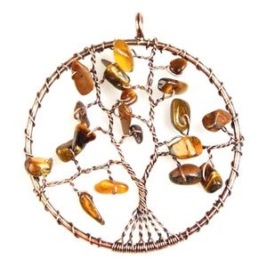 Beautiful Tigers Eye Tree of Life Pendant